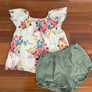 Gap Kids Flutter Sleeve Floral Top and J Crew Ruffle Shorts
